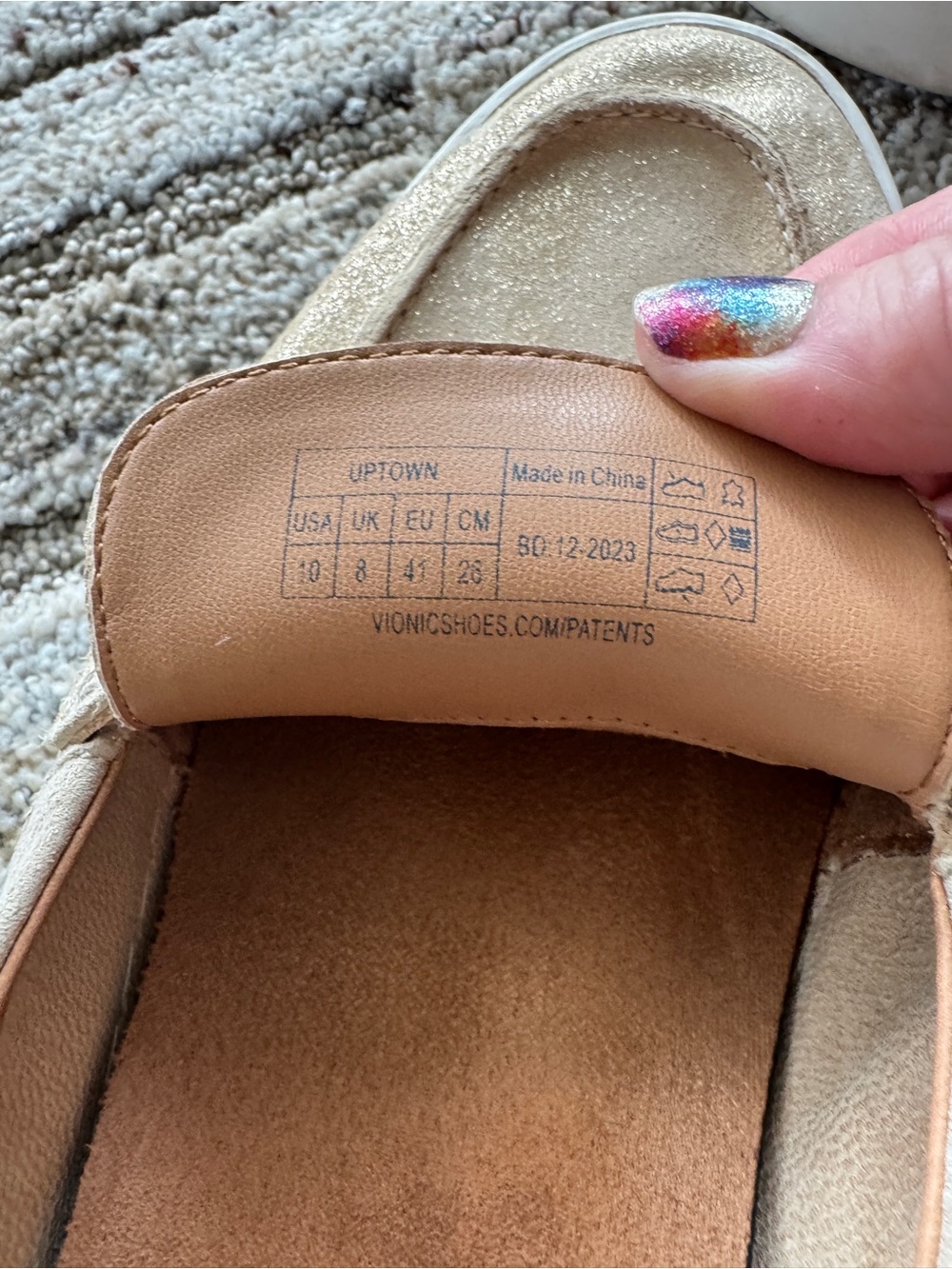 Vionic Uptown Shimmery Taupe  Slip-On Loafers - Picture 4 of 5